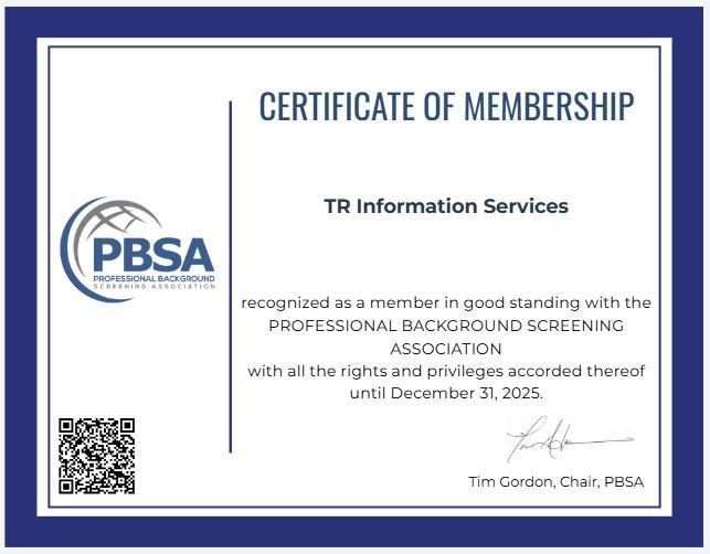 TR Information Services - PBSA Membership